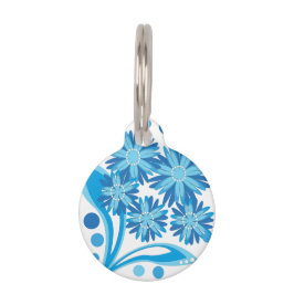 オリジナル青い花 ペット　ネームタグ