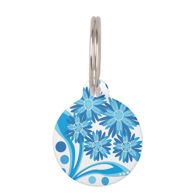 オリジナル青い花 ペット　ネームタグ (正面)