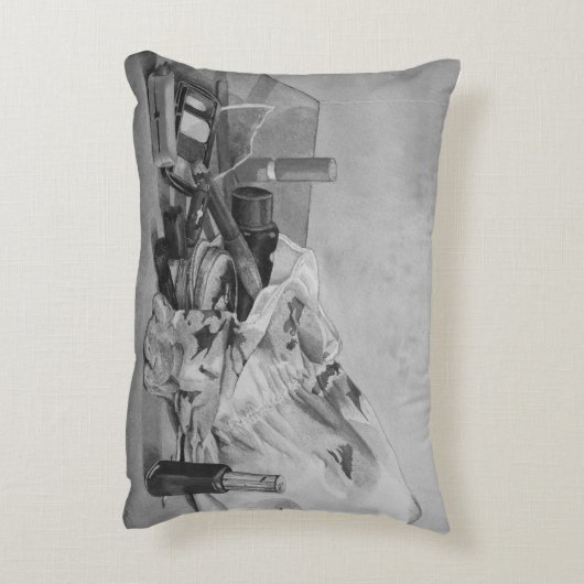 オリジナル静止写真のヴィンテージ構成バッグ アクセントクッション (裏面(縦))