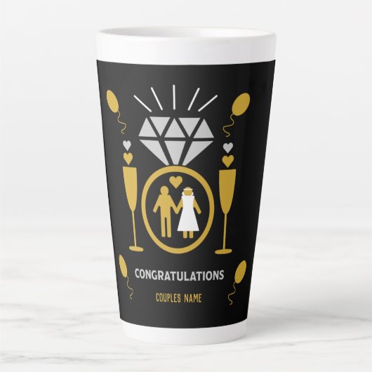 オリジナル面白い婚約お祝いギフト カフェラテマグ (正面)