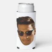 オリジナル顔カットアウト独身最後のパーティー誕生日 スリム缶クーラー (Seltzer正面)