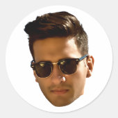 オリジナル顔カットアウト独身最後の夜会 誕生日 ラウンドシール (正面)