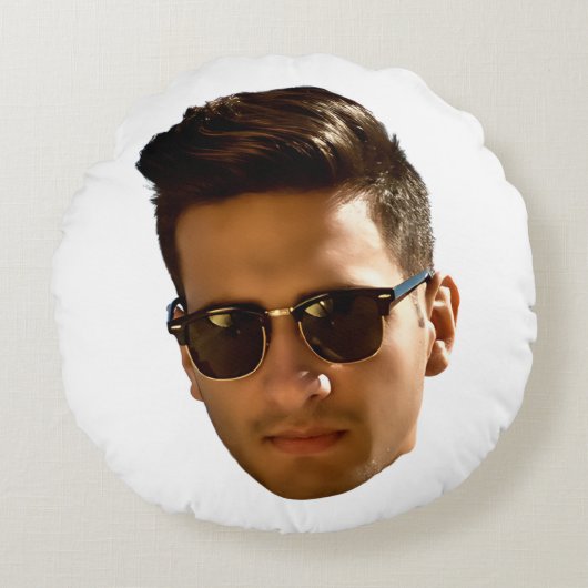 オリジナル顔カットアウト独身最後の夜 生日 ラウンドクッション (正面)