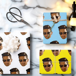 オリジナル顔カットアウト独身最後の夜 生日 ラッピングペーパーシート