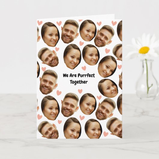 オリジナル顔写真 ハート 面白い カップル カード (小さな植物)