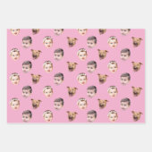 オリジナル顔、ユニークな家族ギフト 3 枚の顔 ラッピングペーパーシート (正面3)