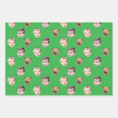 オリジナル顔、ユニークな家族ギフト 3 枚の顔 ラッピングペーパーシート (正面2)