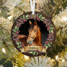 オリジナル馬写真 ラスティッククリスマス メタルオーナメント