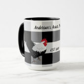 オリジナル鶏 黒白 チェック カスタム マグカップ (正面左)