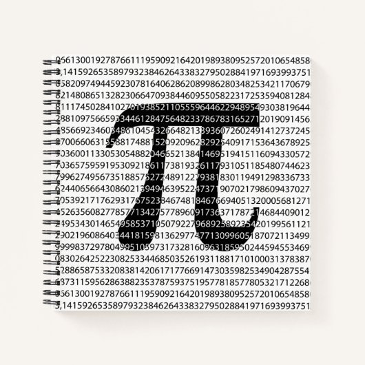 オリジナル黒数値pi日の数学記号 ノートブック (正面)