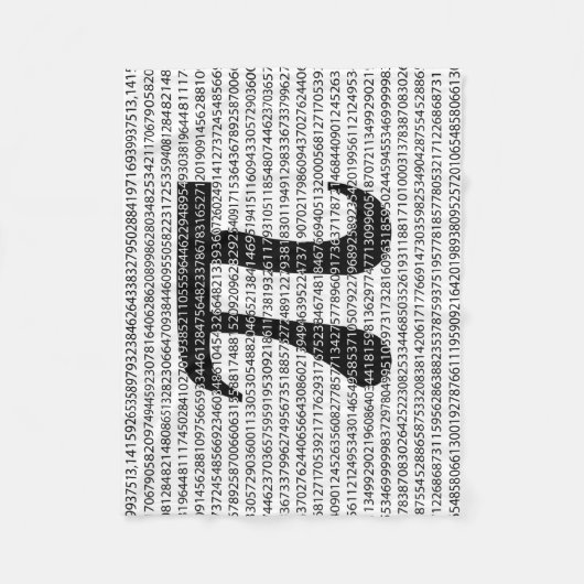 オリジナル黒数値pi日の数学記号 フリースブランケット (正面)