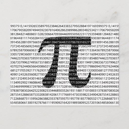 オリジナル黒数値pi日の数学記号 ポストカード (正面)
