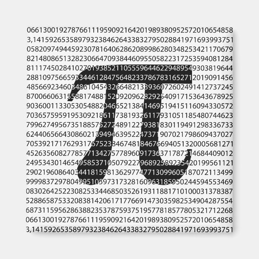 オリジナル黒数値pi日の数学記号 マグネット (正面)