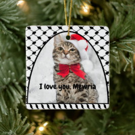 オリジナル２枚　テキスト　ケフィーヤ　無料　パレスチナ セラミックオーナメント