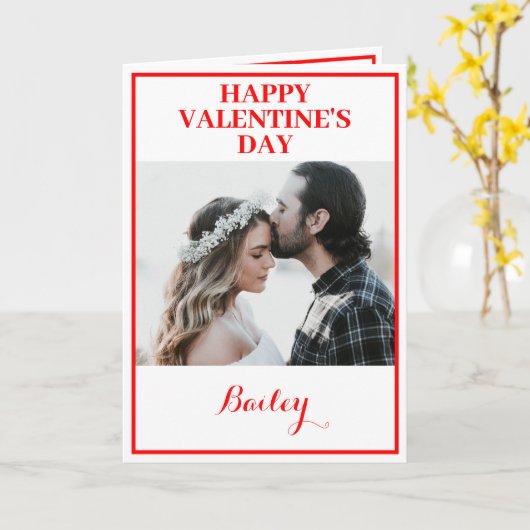 オリジナル2枚の写真を飾るバレンタインデーの折りたたみカード カード (黄色い花)