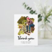 オリジナル2枚の写真 ブラシストローク 卒業 ありがとう ポストカード (スタンド正面)