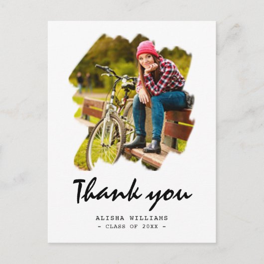 オリジナル2枚の写真 ブラシストローク 卒業 ありがとう ポストカード (正面)