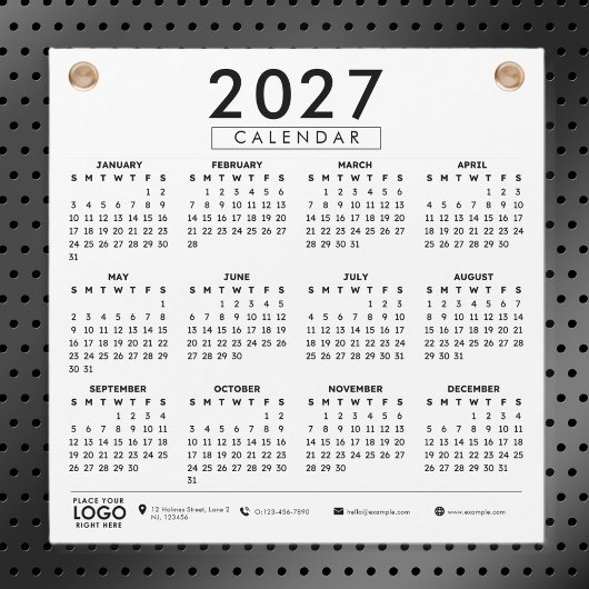 オリジナル2027年版ロゴ入りビジネスカレンダー