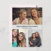 オリジナル3つのセクション ファミリーフォトコラージュ グレーフレーム ポストカード (正面/裏面)