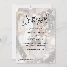 オリジナル3枚写真コラージュ Save The Dateをデザインする 招待状