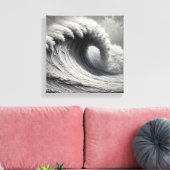 オリジナル3D白海波油塗装 キャンバスプリント (インサイチュ (リビング))