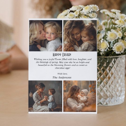 オリジナル4枚の写真を飾ったイースターのポストカード 招待状