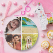 オリジナル4枚の写真コラージュ カスタム ペーパープレート (パーティー)