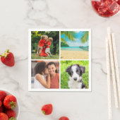 オリジナル4枚の写真コラージュ スタンダードカクテルナプキン (インサイチュ)