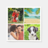 オリジナル4枚の写真コラージュ スタンダードカクテルナプキン (正面)