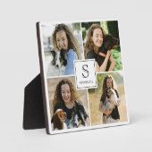 オリジナル4枚の写真コラージュ モノグラムと名前付き フォトプラーク (正面)