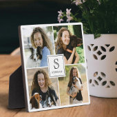 オリジナル4枚の写真コラージュ モノグラムと名前付き フォトプラーク