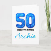 オリジナル50歳の誕生日数字バルーンカード カード (正面)