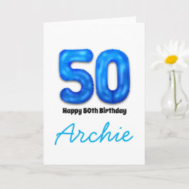 オリジナル50歳の誕生日数字バルーンカード カード