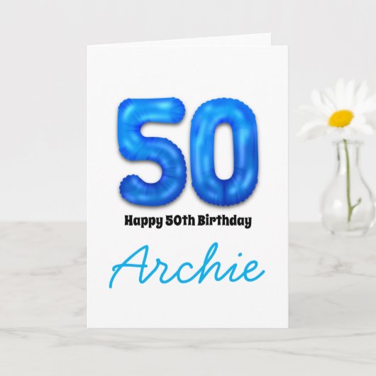 オリジナル50歳の誕生日数字バルーンカード カード (小さな植物)