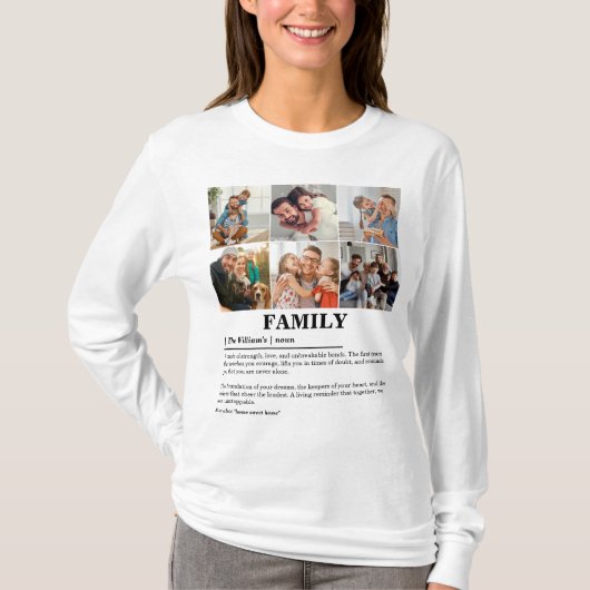オリジナル6枚写真コラージュ 家族の定義 Tシャツ (正面)