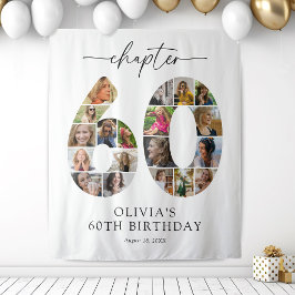 オリジナル60歳の誕生日写真コラージュタペストリー タペストリー