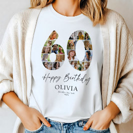 オリジナル60歳の誕生日写真コラージュTシャツ Tシャツ