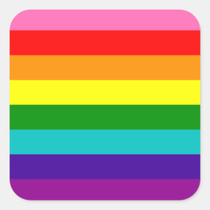 オリジナル8ストライプLGBTゲイプライドレインボー国旗 スクエアシール