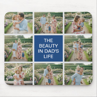 オリジナル8枚写真コラージュ - パーソナライズドパパギフト マウスパッド