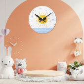 オリジナル かわいい太陽と雲 ラウンド壁時計