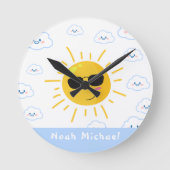 オリジナル かわいい太陽と雲 ラウンド壁時計 (正面)