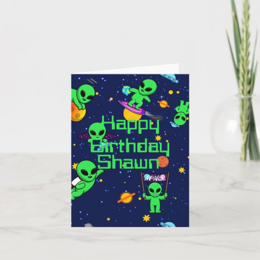 オリジナル かわいい宇宙人のカード サンキューカード (正面)