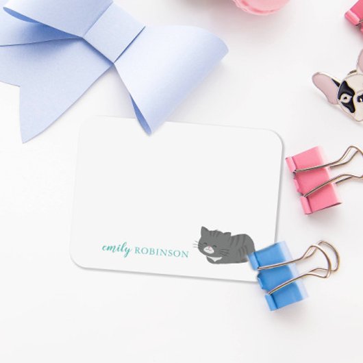 オリジナル かわいい グレー猫のグリーティングカード ノートカード