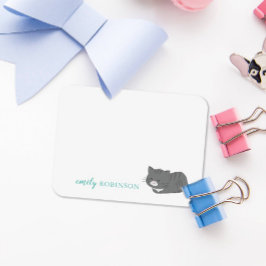 オリジナル かわいい グレー ネコ 便箋 ノートカード