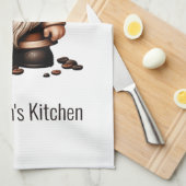 オリジナル かわいい コーヒー ノーム ブラウン ホワイト ギフト キッチンタオル (四つ折り)