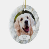 オリジナル かわいい ペット 写真 初めての クリスマス フェイク マーブル セラミックオーナメント (右)