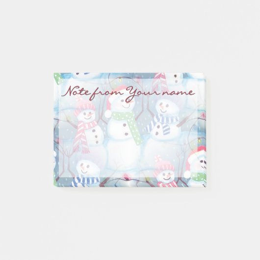 オリジナル かわいい ユニーク 面白い ホリデー 雪だるま パターン ポストイット (正面)