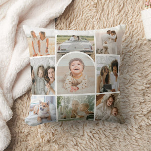 オリジナル かわいい 9枚の写真 コラージュ アーチ クッション