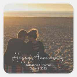 オリジナル アニバーサリー フォト  -  個別のテキストが入ったモダンでおしゃれなデザイン スクエアシール