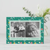 オリジナル イラスト 現代的 ベリー グリーン お正月カード シーズンカード (スタンド正面)